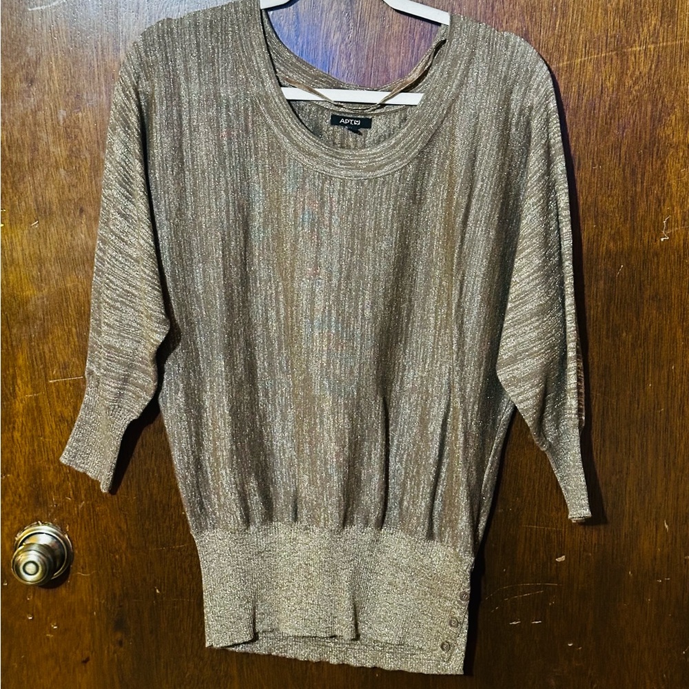 Apt. 9 Gold Shimmer Crew Neck Sweater